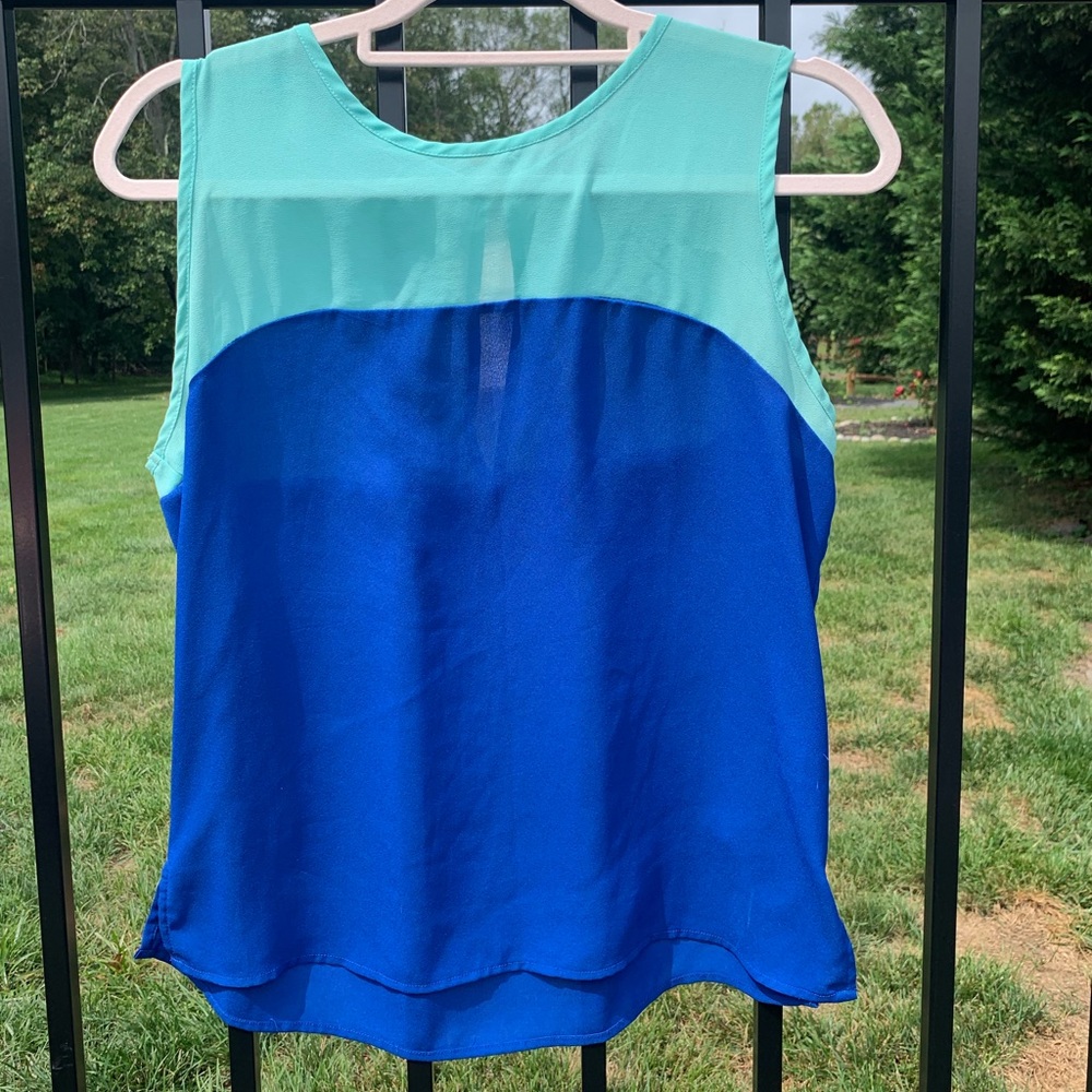 Split Blue Tank Top